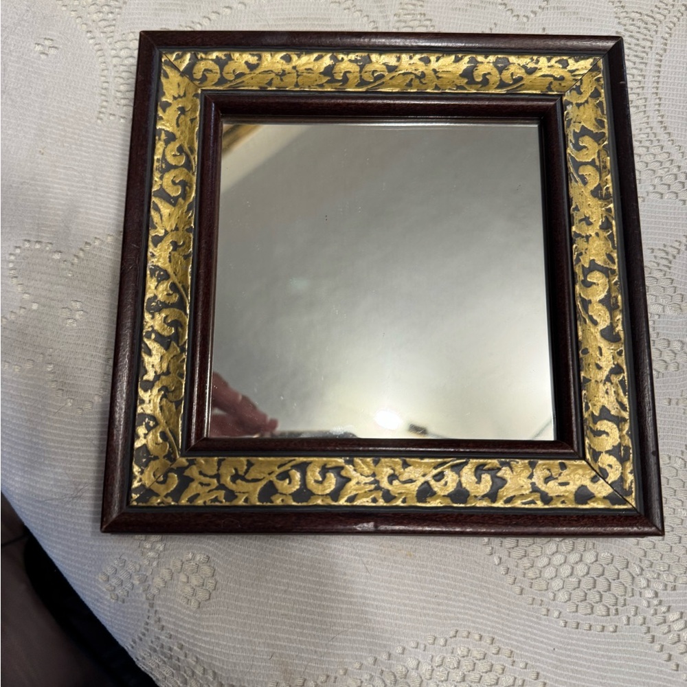 Elegant Gold and Brown Wall Mirror 7x7